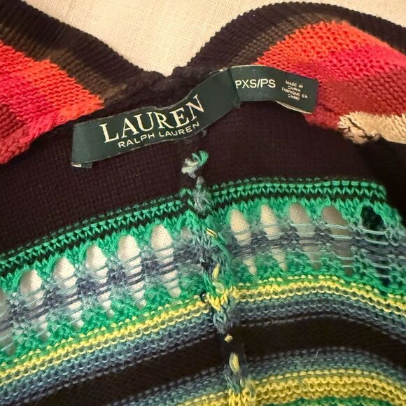 Lauren Ralph Lauren Red Tan Southwestern Drop Shoulder Cardigan-Z9 - Picture 5 of 6